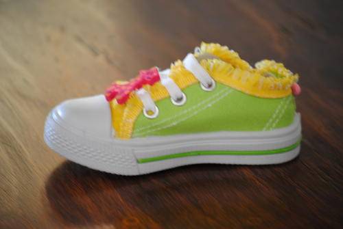 Lace Up Kiddies Shoes with Hand Painted Animal Safari and Bead Work Size 8